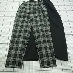 ◇ Θ グローバルワーク GLOBAL WORK チェック柄＆無地パンツ 2本セット Lサイズ レディース E  【1602240000902】のサムネイル