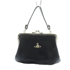 ヴィヴィアンウエストウッド Vivienne Westwood ハンドバッグ レザー ゴールド金具 がま口 ロゴ 黒 ブラック ■GY18 /MQ