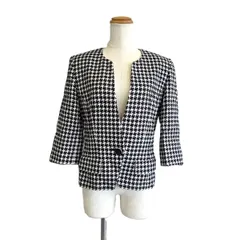 【値引き】Dior ディオール 千鳥格子 7分袖 ヴィンテージ ジャケット ノーカラージャケット レディース L コットン ブラック 中古のサムネイル