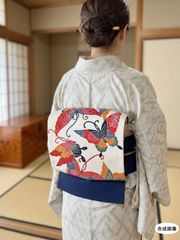 新品未使用 帯 九寸名古屋帯 金彩 鬼しぼ縮緬 ふたば葵 - メルカリ