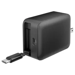 多摩電子工業 PD65W 急速充電器 PR-APC265CW (ブラック) USB-C巻き取りケーブル(70cm)+USB-Cポート MacBook MacBookPro MacBookAir Permier GaN PSE適合 PPS対応 折りたたみ式プラグ