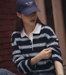 TILL I DIE ティルアイダイ コットン ストライプ ポロ Tシャツ (ネイビー s)