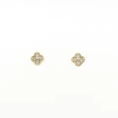 K18YG フラワー ダイヤモンド ピアス 0.10CT