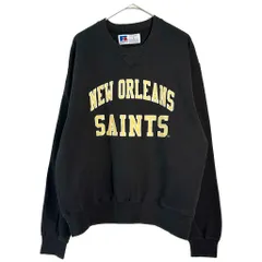 90年代 USA製 RUSSELL ATHLETIC ラッセル NFL ニューオーリンズ・セインツ スウェット アメフト ブラック(メンズ L)中古 古着 X7484