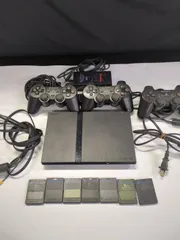 【D10108】ジャンク SONY PS2 プレイステーション2 コントローラー 薄型 SCPH-70000 ブラック メモリーカード