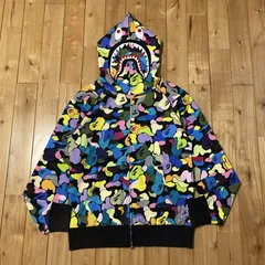 マルチカモ シャークパーカー Lサイズ shark full zip hoodie a bathing ape BAPE camo multi camo エイプ ベイプ 迷彩 PONR wz352