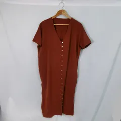 patterntorso パターントルソ レディース 前開きボタン ロング丈シャツワンピース 茶色 Fサイズ  □〇