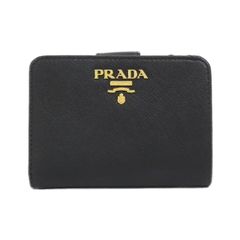 極美品✨PRADA プラダ サフィアーノ 二つ折り財布 黒 ゴールド金具