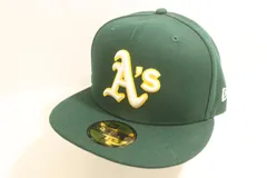 【中古】 NEW ERA メンズベースボールキャップ -- 59FIFTY Athletics ベースボールキャップ NEW ERA 58.7cm 緑 グリーン ロゴ