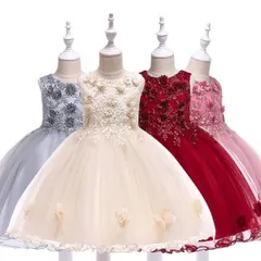 子供ドレス ピアノ 発表会 結婚式 ドレス 子供 フラワーガール キッズドレス ふんわり フォーマルドレス コンクール ピンク シャンパン レッド