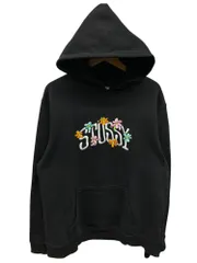 美品☆希少サイズ☆ステューシー 刺繍ロゴ 花柄 アーチロゴ パーカー XL STUSSY ステューシー パーカーXL 花 フラワープリント レア 希少