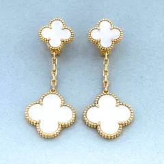 Van Cleef & Arpels ヴァンクリーフ＆アーペル マジックアルハンブラ イヤリング ２モチーフ MOP ピアス VCARD78800 レディース K18イエローゴールド イエローゴールド 中古