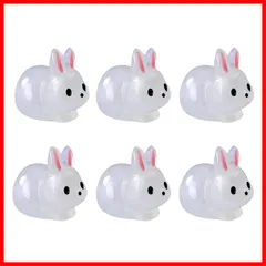 アクセサリー オーナメント 工芸家の装飾のための装飾品クラフト Diy ミニチュア苔風景 6個入り 室内装飾 ミニ樹脂ウサギ ミニ発光うさぎ 置物 樹脂発光 樹脂装飾