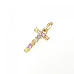 【新品】K18YG クロス サファイヤ ペンダント 0.14CT