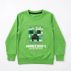 [AC-14_20260406-150734] マインクラフト トレーナー 長袖 グリーン クリーパー プリント