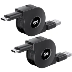 巻き取り式 1m USB A USB C Cケーブル 充電ケーブル 高出力 Type 3A Matters 急速充電 2本セット Cable 巻き取り充電ケーブル