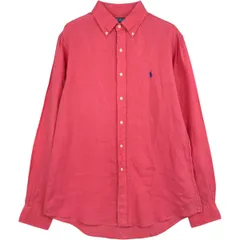 古着 ラルフローレン Ralph Lauren POLO by Ralph Lauren CUSTOM FIT 長袖 リネン ボタンダウンシャツ メンズM相当/eaa478116