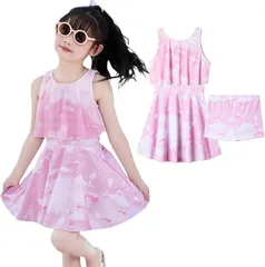 mangoking 水着 キッズ 女の子 子供 ワンピース セパレート 可愛い 夏 海 ショートパンツ付き 旅行 プール 海水浴 水遊び (ピンク,  110)