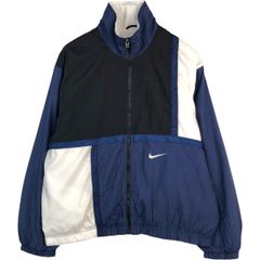 90sNIKEナイロンジャケット紺白ビッグスウッシュ銀タグ白タグUSA古着