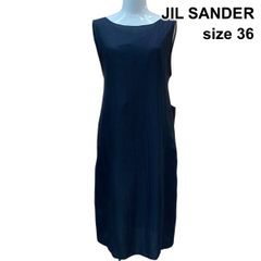希少 美品 JIL SANDER ウール Aライン デザイン 半袖 ワンピース