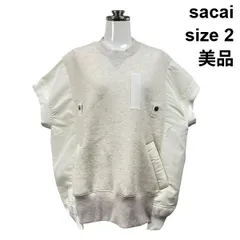 ◇ 美品 サカイ sacai スウェット プルオーバー トップス ナイロン ドッキング MA-1 白 ライトグレー コットン混 2 M レディース S6D181のサムネイル