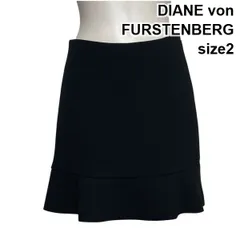 ◇ ダイアンフォンファステンバーグ DIANE von FURSTENBERG フレアミニスカート 切替 マーメイドフレア 黒 2 M 9号 レディース S6D175のサムネイル
