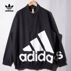 アディダス adidas ナイロンジャケット XL ブラック ホワイト ラグラン ビッグロゴ パフォーマンスロゴ ストリート スオーバーサイズ 古着 C265