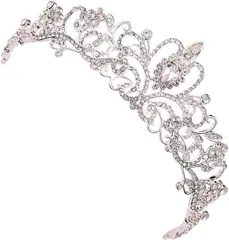 【数量限定】女性の髪飾り 結婚式王冠 ウエディングドレスアクセサリー 合金ラインストーン ブライダルクラウンヘアアクセサリー 結婚式/成人儀式/誕生日/披露宴/卒業式/撮影 花嫁ティアラ ラグジュアリー ファッション ティアラ（合金/銀/1個入り）ウエディング