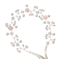 【人気商品】カチューシャ 花飾り ヘッドドレス 花冠 ヘアアクセサリー 結婚式 花かんむり 発表会 披露宴 ホワイト 卒業式 リボン パーティー ダンス パール 和装 撮影 クリスタルビーズ 写真 フラワー 子供 大人用 髪飾り ローズゴールド