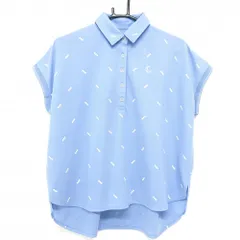 【美品】キャロウェイ レッドレーベル 半袖ポロシャツ ライトブルー×白 総柄 胸ロゴ レディース L ゴルフウェア Callaway