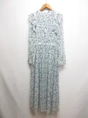 フレイアイディー FRAY I.D 24AW プリント プリーツ ラッフル ワンピース 0 白 ホワイト 長袖 花柄 ロング マキシ アンダードレス付き 透け感