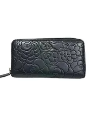 【中古】シャネル  CHANEL ラウンドファスナー長財布 カメリア ココマーク 型押しレザー＿S26＿セルモアから出品＿s-0990-r26