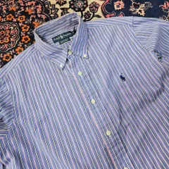 ポロラルフローレン ヴィンテージ ボタンダウン パープル ストライプ シャツ