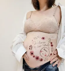 【数量限定】練習用シール付き 貼り方説明書付き タトゥーシール ボディペイントシール (J) マタニティフォト