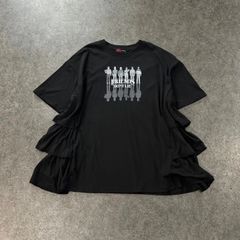 niko and... Stranger Things 니코 앤 스트레인저징스 콜라보 별주 반소매 사이드 프릴 T셔츠 그래픽 프린트 블랙 블랙 여성 NKN54601AD