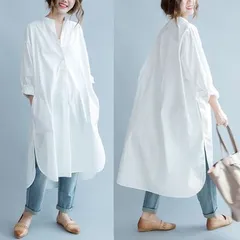 シャツワンピース レディース ロング 長袖 ゆったり カジュアル 大きいサイズ 春夏秋