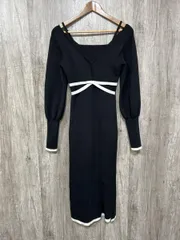 ROYAL PARTY ロイヤルパーティー クロスライン ニット ワンピース sizeF/黒 ◆■ レディース