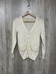 franche lippee フランシュリッペ 薄手 リボン ビーズ カーディガン sizeM/ライトベージュ ■◇ レディース