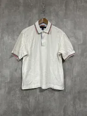 TOMMY HILFIGER トミーヒルフィガー 刺繍 ロゴ ポロシャツ sizeL/白 ■◆◎メンズ