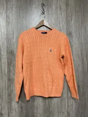 POLO RALPH LAUREN ポロ ラルフローレン ケーブル編み ワンポイント 刺繍 ポニー ニット セーター sizeXL/オレンジ ◆■ メンズ