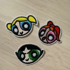 6. パワーパフガールズ　ワッペン　アップリケ　アメキャラ　顔　3点セット