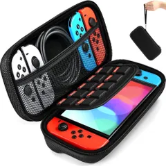 【Switch/Switch 有機ELモテルに対応】ケース iVoler switchに対応収納ケース ゲームカード/ケーブル/イヤホンなど全部収納可能 防塵 防水 耐衝撃 持ち運び便利 ブラック