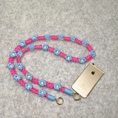 マクラメお花スマホショルダー スマホストラップ　携帯ストラップ