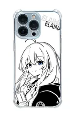 iPhone 対応 四隅耐衝撃 透明手机ケース ブラックとホワイト アニメキャラクターエルナ エルナ文字プリント 日常使用