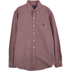 古着 ラルフローレン Ralph Lauren CUSTOM FIT ギンガムチェック 長袖 ボタンダウンチェックシャツ メンズM相当/eaa628757