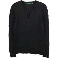 古着 ラルフローレン Ralph Lauren LAUREN ローレン ケーブル編み スリットネック コットンニットセーター レディースS相当/eaa627962