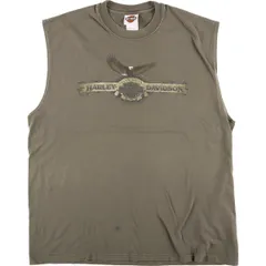 古着 00年代 ハーレーダビッドソン Harley-Davidson 鷲柄 イーグル柄 ノースリーブ モーターサイクル バイクTシャツ USA製/eaa628283