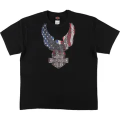 古着 ハーレーダビッドソン Harley-Davidson 鷲柄 イーグル柄 星条旗柄 モーターサイクル バイクTシャツ USA製 メンズXL相当/eaa628480