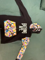 (超レア 2XL) BAPE シャーク ブラック マルチ カモフラ フーディー ジップアップ