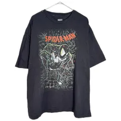 MARVEL マーベル SPIDERMAN スパイダーマン 半袖Ｔシャツ 大きいサイズ コミックス キャラクター ブラック(メンズ 2XL)中古 古着 X7513